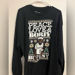 NBA Holiday Christmas Peace Love & Bobby Black Longsleeve Milwaukee Bucks XXL